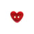 Bouton - coeur transparent rouge - 9mm