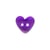 Bouton - coeur transparent violet - 9mm
