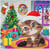 Kit carte broderie diamant - Crystal Art - 18 x 18 cm - Chaton Noël