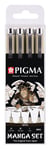 Lot de 4 feutres pointes multiples - Sakura - Sepia - Pigma Sepia Manga Set
