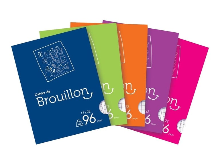 Page De Garde Cahier De Brouillon Facile Lot de 5 cahiers de brouillon - 17 x 22 cm - 96 pages grands carreaux
