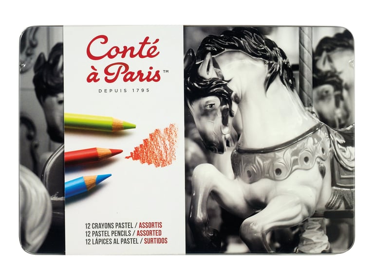 Boîte métal 12 crayons pastel Conté Pastels à l'huile Pastel