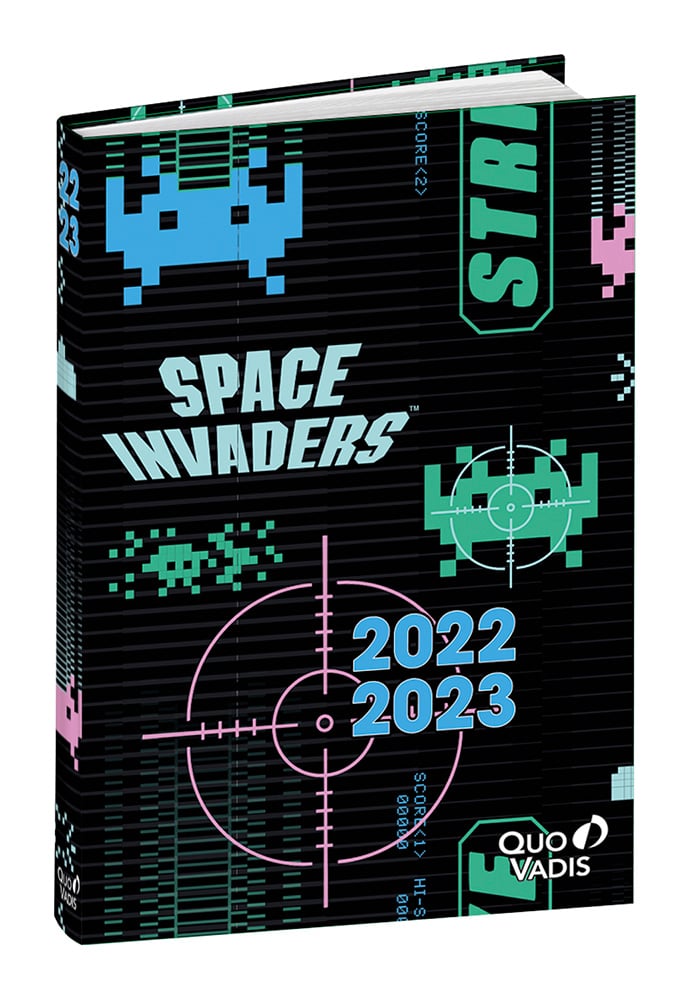Quo Vadis Space invaders TEXTAGENDA Agenda scolaire Journalier 12x17cm Game over Année 2020-2021 