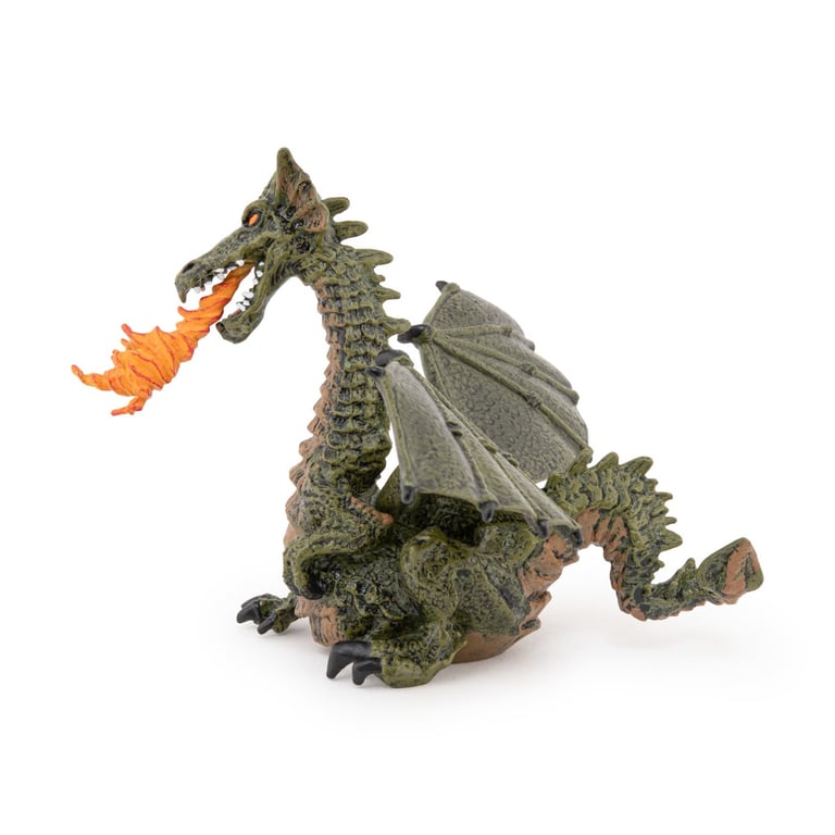 39025 Dragon Aile Vert Avec Flamme Papo Figurine 