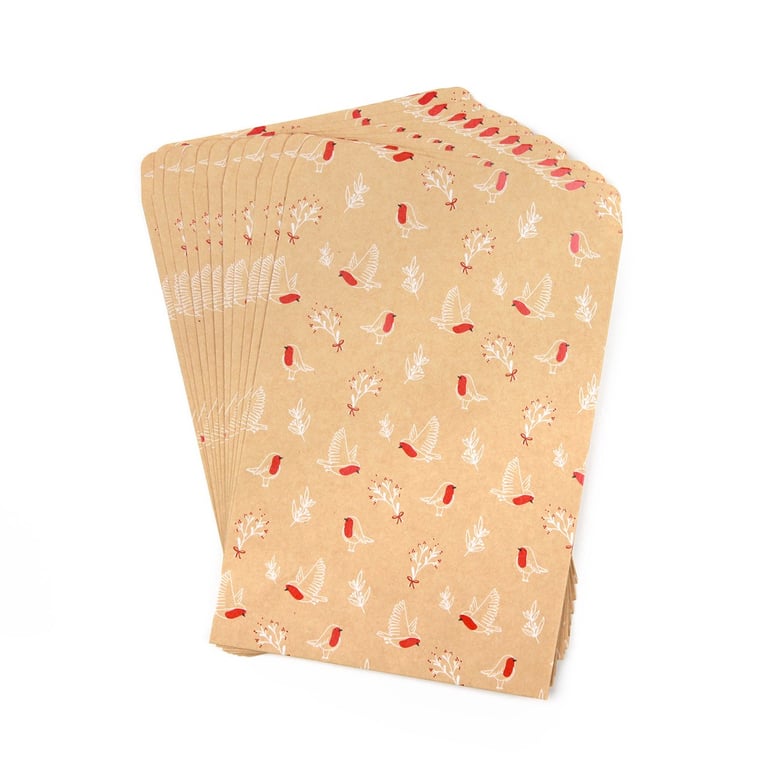 12 Sachets kraft rossignol Collection Noël Tradition Créalia Cultura