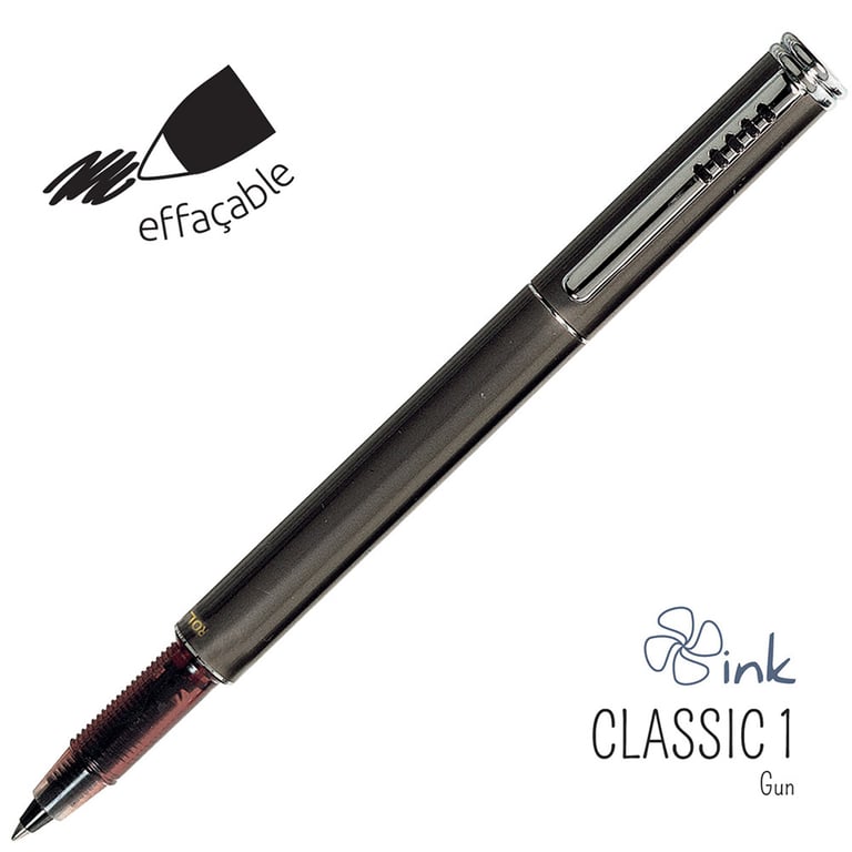Stylo Roller Métal Jacques Herbin - Cartouche Encre Noire, Écriture Fluide Et Confortable, Design Parisien Depuis 1670