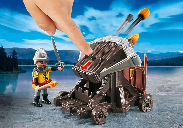 Lot De Pièces Playmobil Vintage - Baliste Et Accessoires Chevaliers - Moyen Âge - Occasion