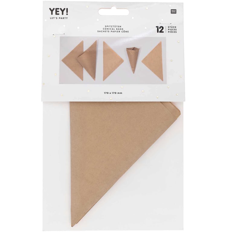 12 sachets cônes en kraft Sacs et boites cadeaux Préparer la Fête Fêtes et anniversaires