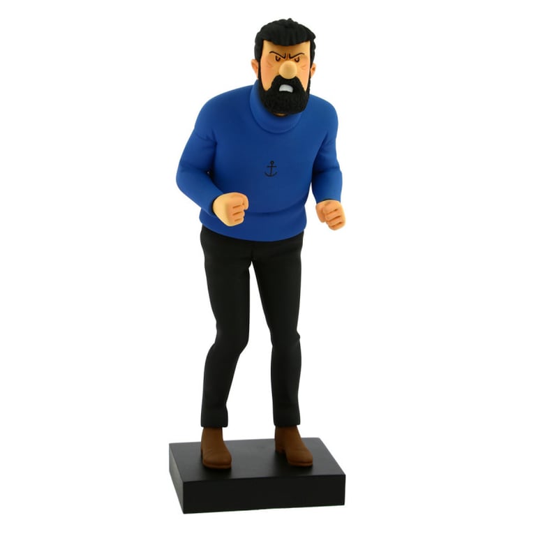 Rare tête du capitaine Haddock (Tintin) en plâtre peint