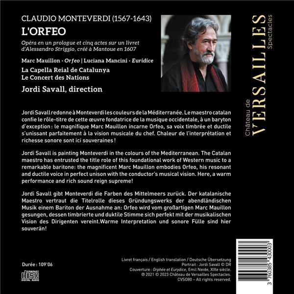 Lorfeo Claudio Monteverdi Jordi Savall Marc Mauillon Le Concert Des