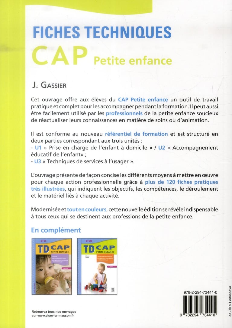 Fiche Cap Petite Enfance Cap petite enfance - fiches techniques (5e édition) : Jacqueline Gassier -  2294734416 - Annales | Cultura
