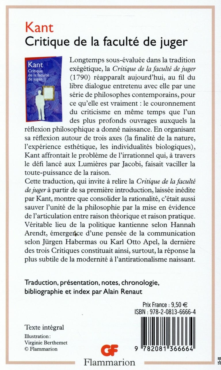 Critique de la faculté de juger Immanuel Kant 2081366665 Philosophie Sciences Humaines Critique de la faculté de juger Immanuel Kant 2081366665 Philosophie Sciences Humaines