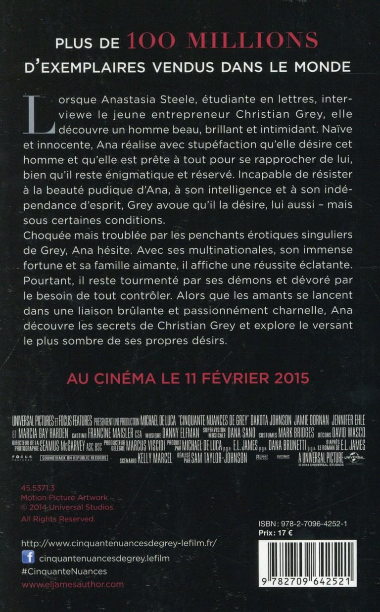 Telecharger 50 Nuances De Grey Livre Audio Gratuit Cinquante nuances t.1 - cinquante nuances de grey : E. L. James - Romans  d'amour | Cultura