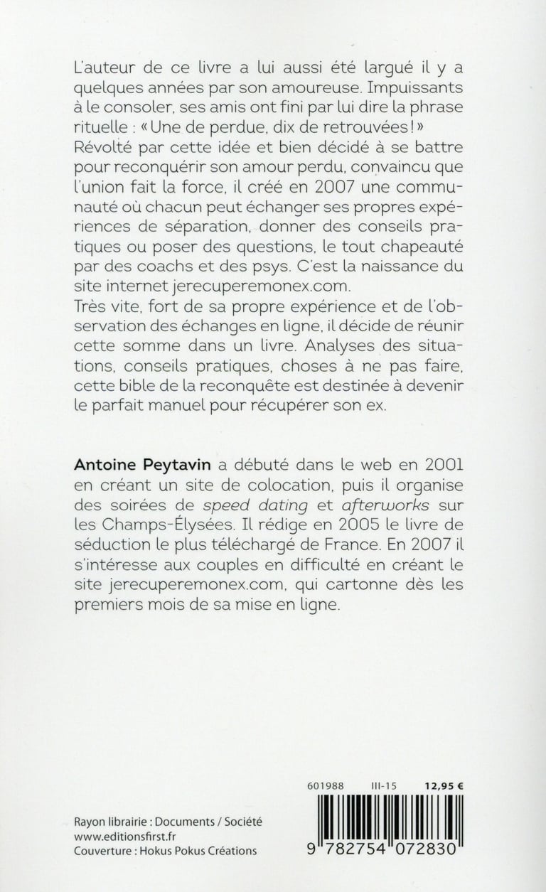 Texte Pour Recuperer Son Ex Récupérer son ex en une semaine : Antoine Peytavin - 2754072837 - Livre Vie  de couple - Sexualité | Cultura