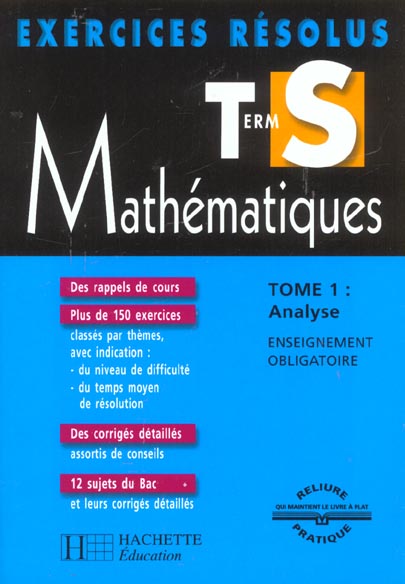 Exercices Resolus Mathematiques Terminale S T1 Analyse Enseignement Obligatoire Et De 5077