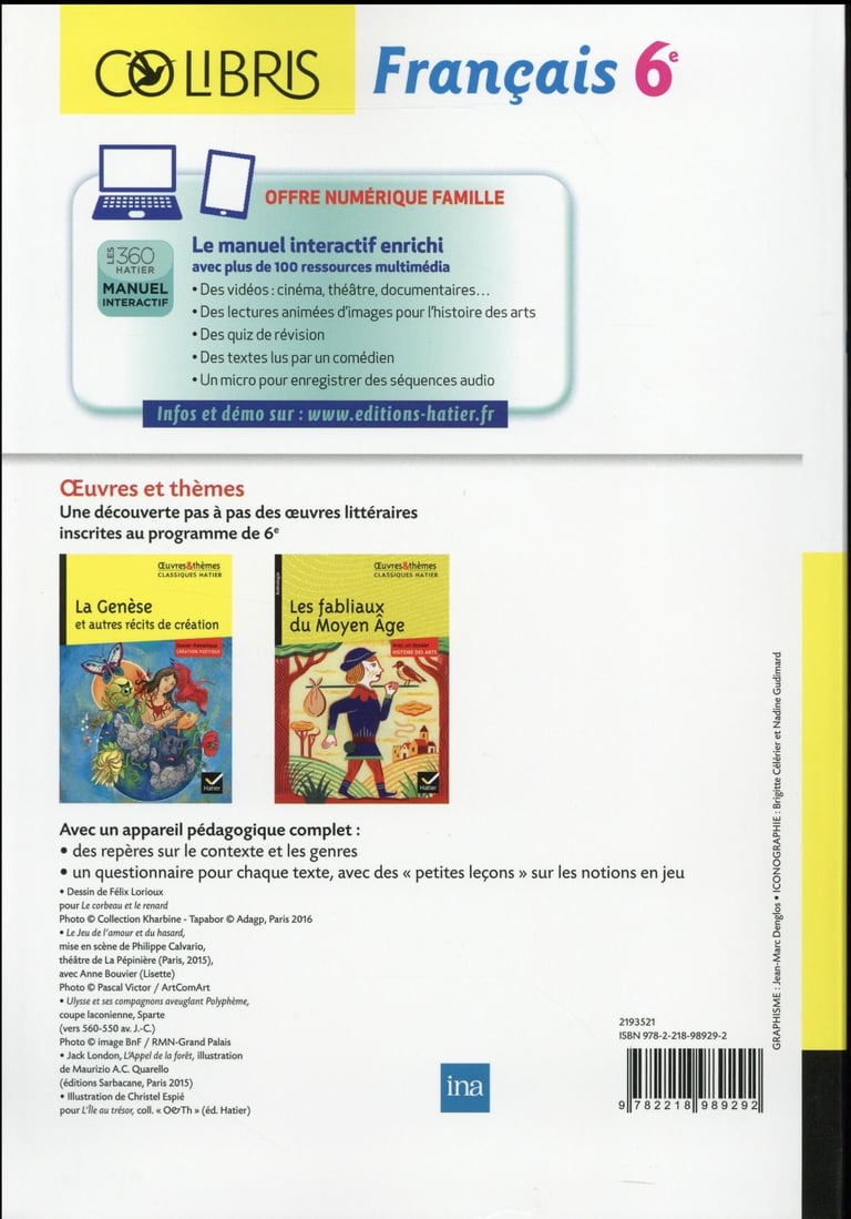 Manuel De Français 6ème Colibris Corrigé Colibris - français - 6ème - manuel de l'élève (édition 2016) : Béatrice  Beltrando - 2218989298 - Manuels scolaires | Cultura