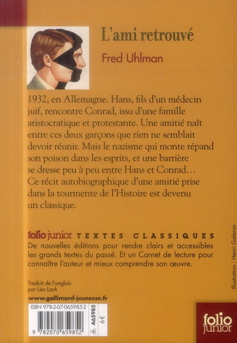 Livre Audio L Ami Retrouvé De Fred Uhlman L'ami retrouvé : Fred Uhlman - 2070659852 - Romans - Livres dès 12 ans -  Livres pour enfants dès 12 ans | Cultura