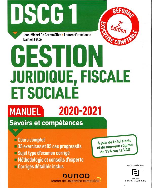 Dscg1 - Gestion Juridique, Fiscale Et Sociale - Manuel (édition 2020/ ...