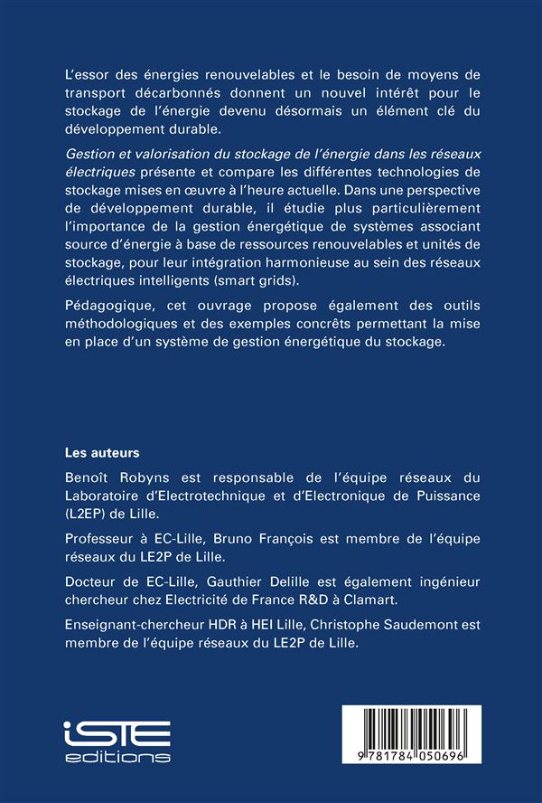 Gestion et valorisation du stockage de l'énergie dans les réseaux