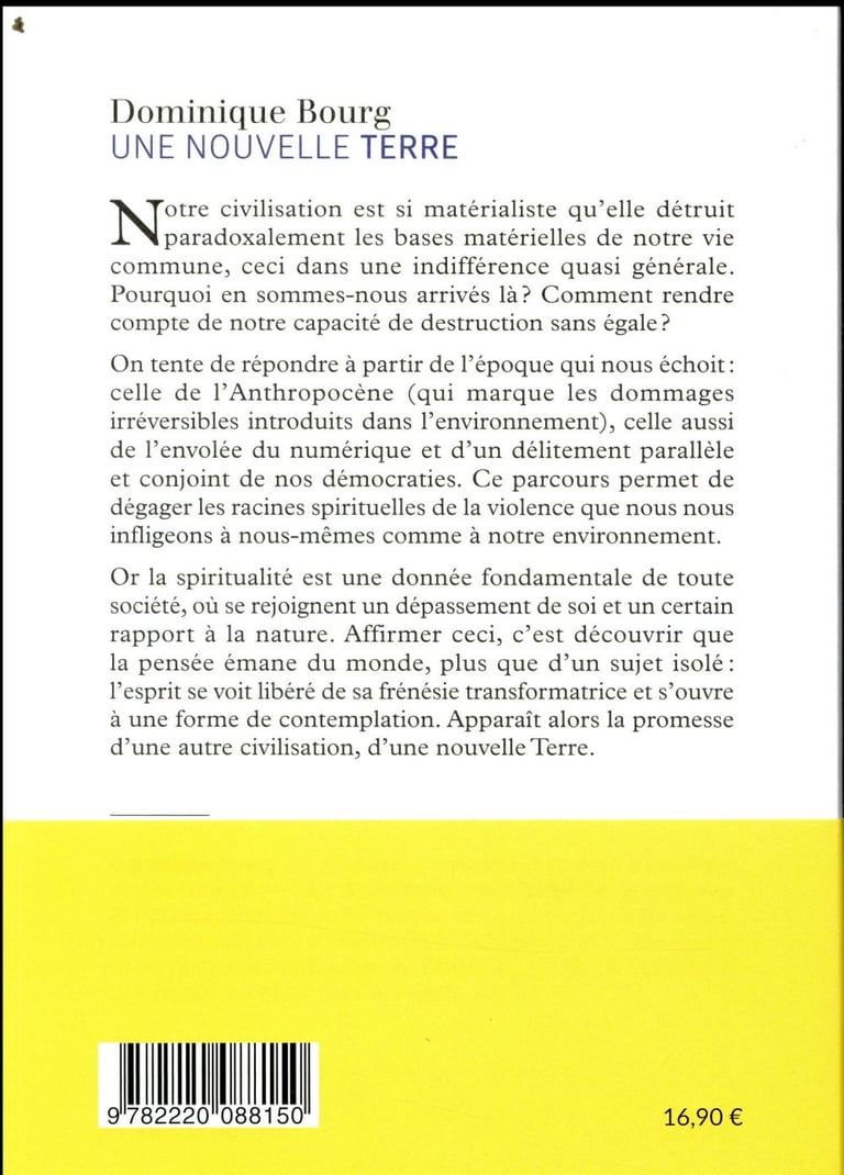 Une nouvelle terre Dominique Bourg 2220088154 Cultura