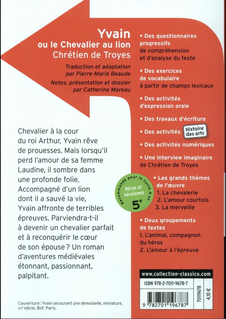 Yvain Ou Le Chevalier Au Lion Texte Intégral En Ligne Yvain ou le chevalier au lion : Chrétien De Troyes - 2701196787 -  Littérature jeunesse rentrée scolaire | Cultura