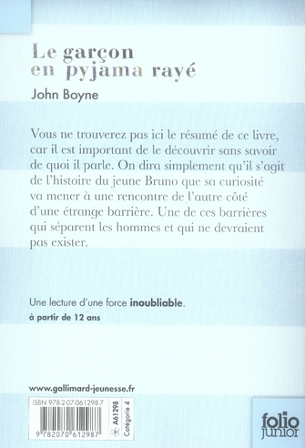 onderhoud schuifelen kristal Le garçon en pyjama rayé : John Boyne - 2070612988 - Romans - Livres dès 12  ans - Livres pour enfants dès 12 ans | Cultura