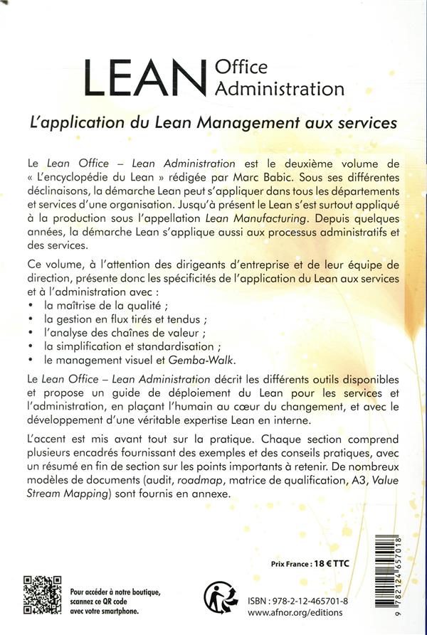 Lean office - lean administration - l'application du lean management aux  services : Marc Babic - 2124657011 - Livre sur l'Entreprise | Cultura