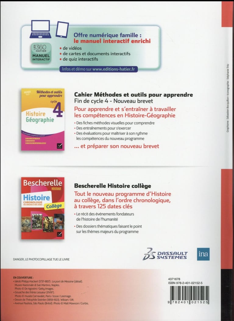 Manuel D Histoire 4eme En Ligne Histoire-géographie - enseignement moral et civique - 4ème - manuel de l'élève  - format compact (édition 2016) : Benjamin Villemagne,Martin Ivernel,Jean  Hubac - 2401021523 - Manuels scolaires | Cultura