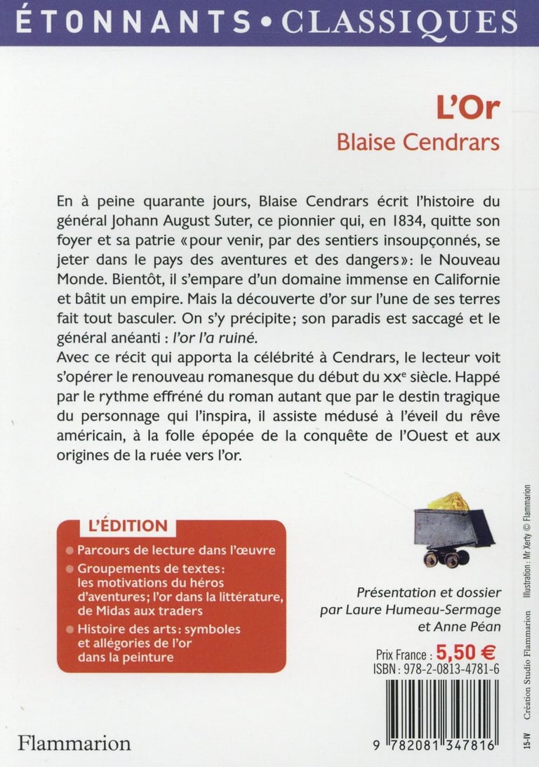 L Or De Blaise Cendrars Fiche De Lecture L'or : Blaise Cendrars - 2081347814 - Livres de poche | Cultura
