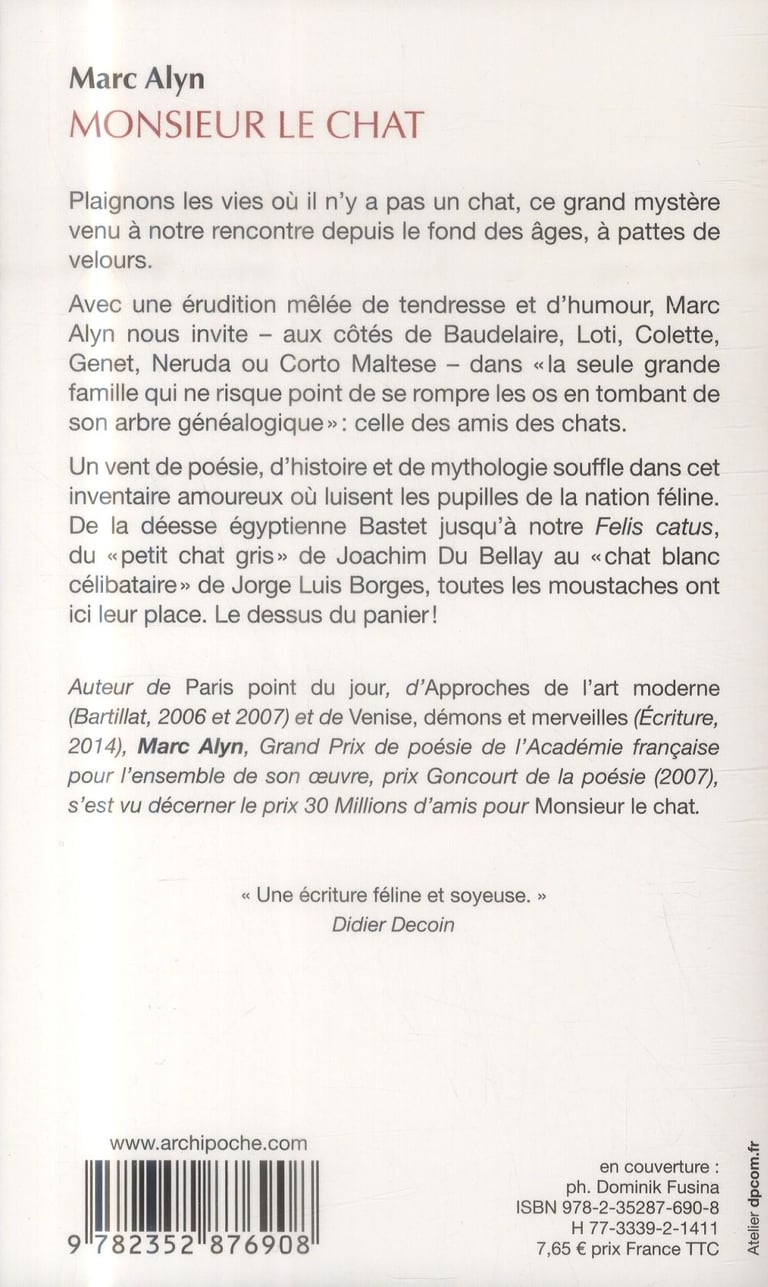 Monsieur le chat Marc Alyn 2352876907 Livres sur les Animaux