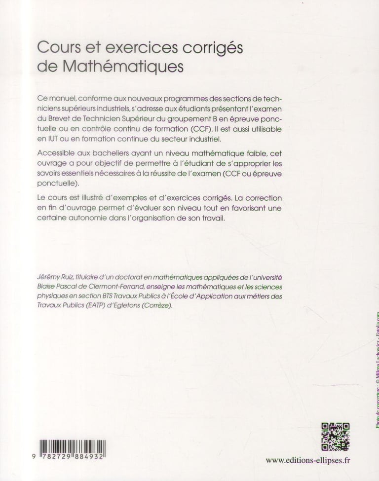 Cours Et Exercices Corriges De Mathematiques - Bts Groupement B, Iut Et ...