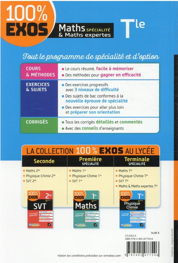 100% EXOS : Maths Spécialité & Maths Expertes - Terminale Générale ...