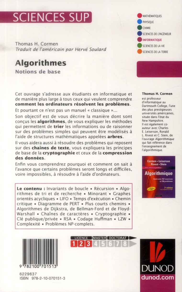 Algorithmique Cours Avec 957 Exercices Et 158 Problèmes Algorithmes - notions de base : Thomas H. Cormen - 2100701517 - Sciences  Appliquées - Sciences Humaines | Cultura