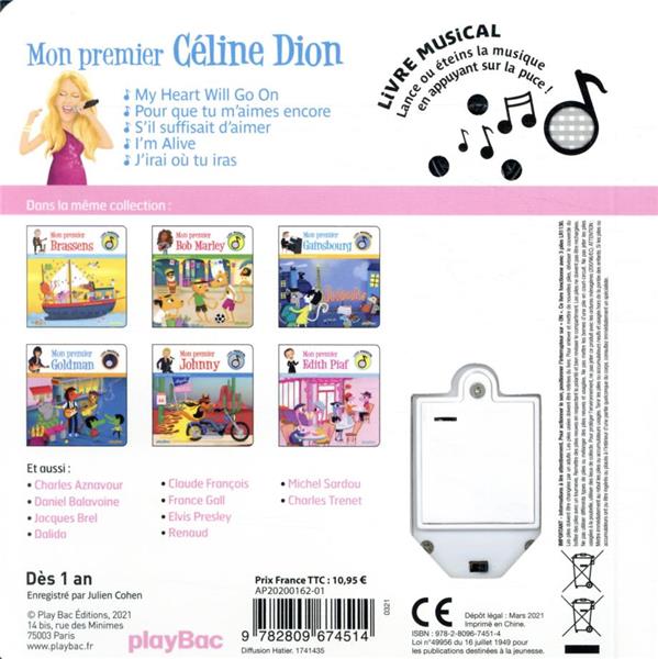 Livre Musical Mon Premier Celine Dion Livres Pour Bebes Et Tout Petits Cultura