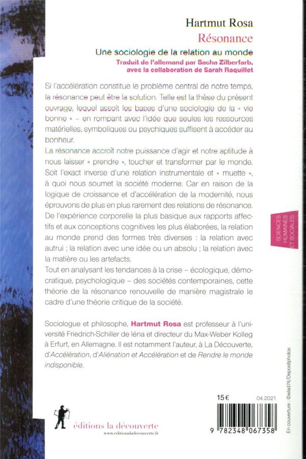 Résonance - une sociologie de la relation au monde : Hartmut Rosa ...