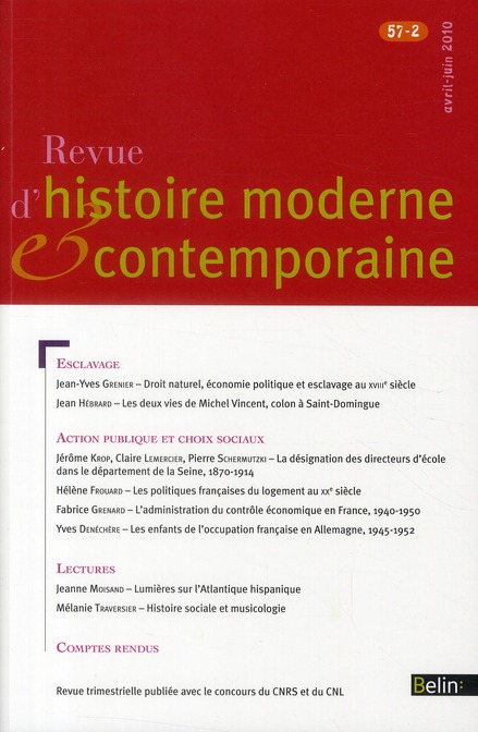 Revue D'histoire Moderne Et Contemporaine N.57/2 - 2701155509 - Livre ...