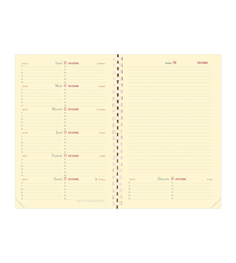 Agenda Semainier QUO VADIS Agendascop S - Format 30x10 Cm - Décembre 2025 à Décembre 2026 - Couverture Rouge - Papier Clairefontaine