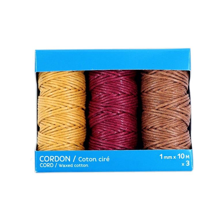 Cordon Coton Cire Rouge 3mm Par Metre