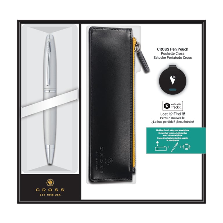 Coffret Cadeau Cross Calais - Stylo Bille Et Stylo Plume (Plume M, Encre Noire) - Finition Chromée Brillante