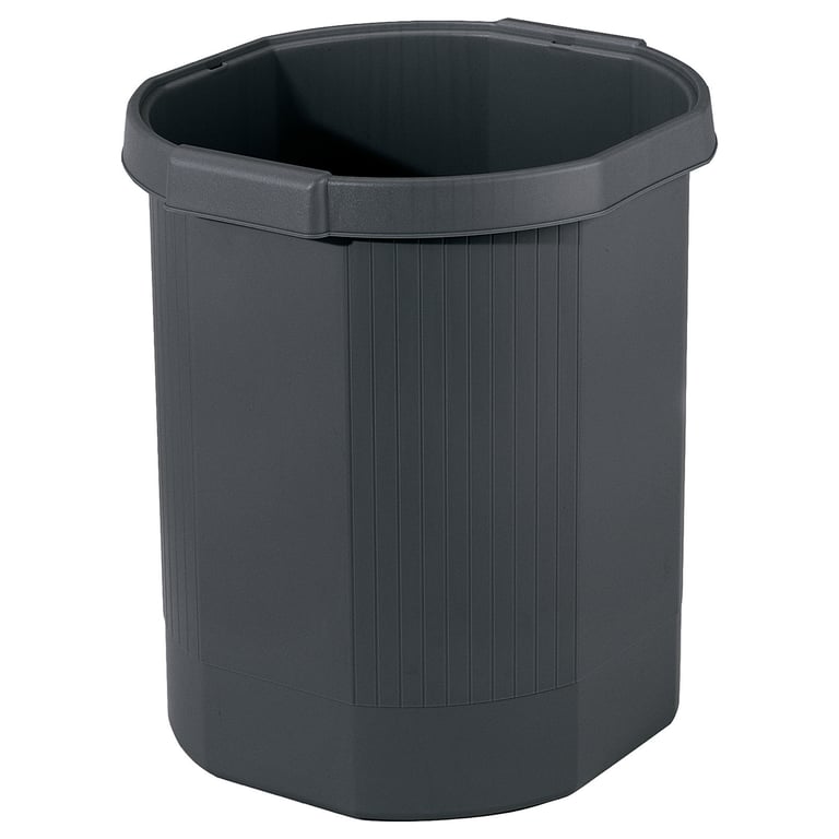 Corbeille De Tri Sélectif Trévise Noire Avec Couvercle Gris 60L