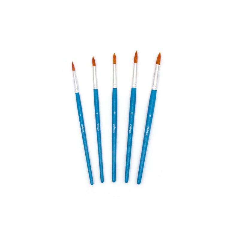 Lot De 5 Pinceaux Ronds Synthétiques N°2,4,6,8,10 | Pour Acrylique, Aquarelle, Huile | Débutants Et Pros