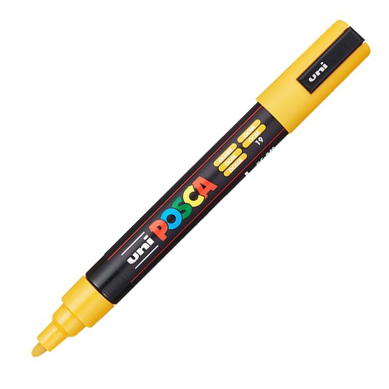 Marqueur POSCA PC5M - Pointe Moyenne 1,8-2,5 Mm - Jaune Vif - Idéal Pour Créations Et Dessins