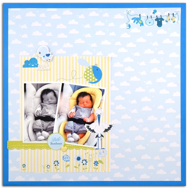 Set de 10 papiers r et v 30x30 - léon bleu - Papiers créatifs | Cultura