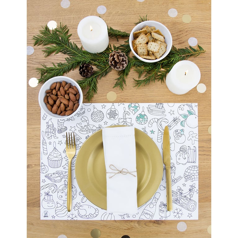 Lot De 2 Sets De Table à Colorier Réutilisables Silicone – Jungle & Océan, 12 Marqueurs Inclus, 37,2 X 25,5 Cm, Enfants