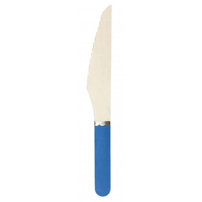 8 Couteaux en Bois Bleu et Or