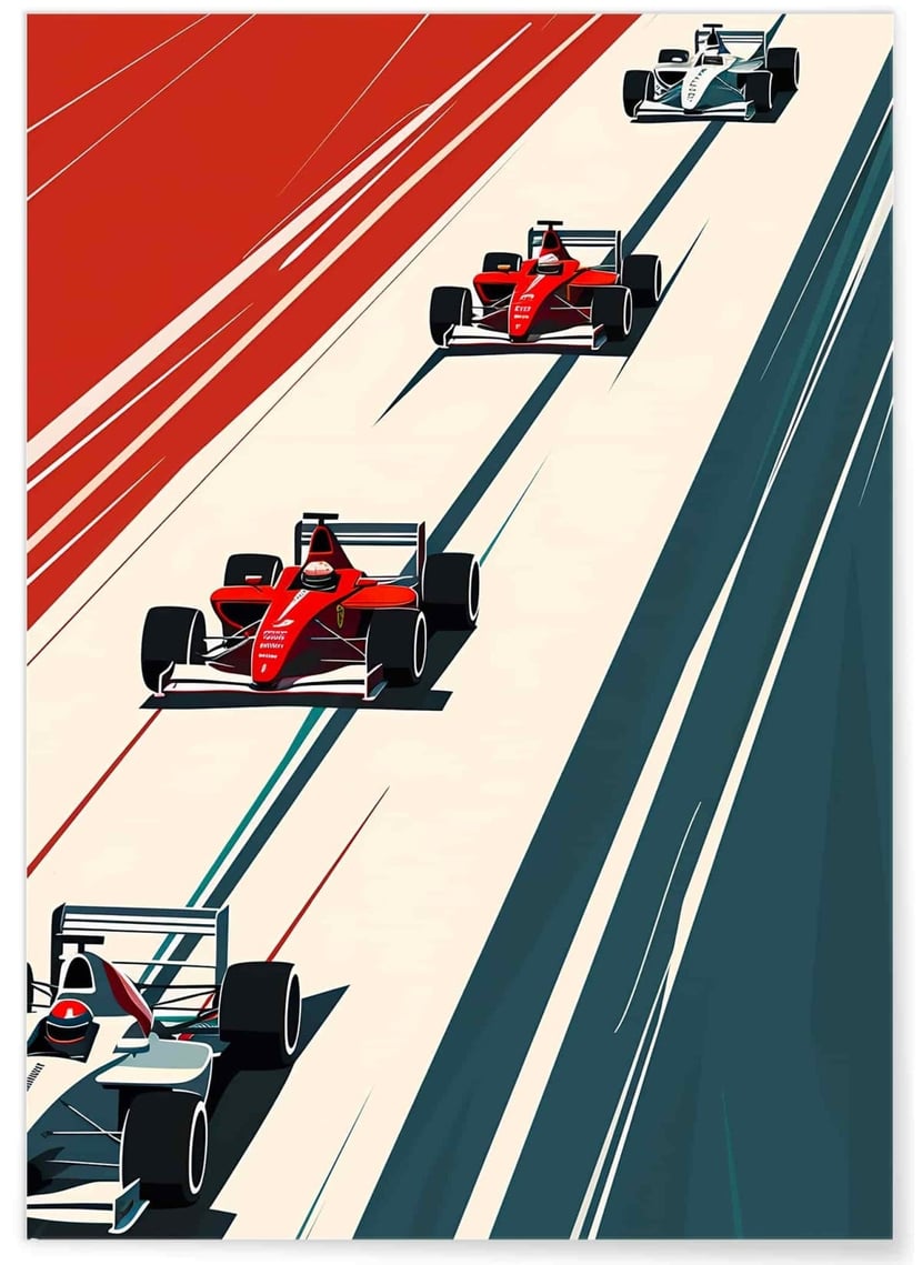 Affiche course automobile vintage - Formule 1 | A3 : 29,7x42cm ...