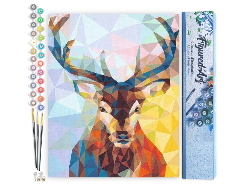 Peinture par Numéro Figured'Art - Renne Moderne - Kit de Loisir Créatif DIY Numéro d'Art Complet - 40x50cm sans châssis en bois