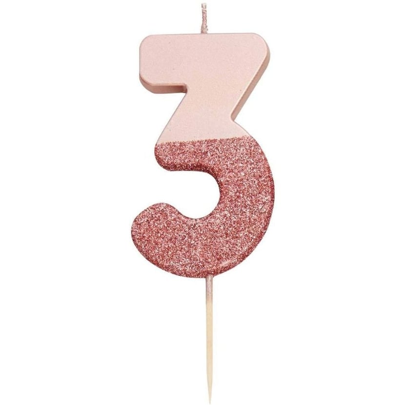 Bougie 3 Glitter Rose Gold