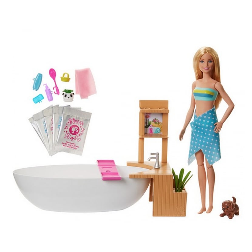 Coffret Barbie Bain Colore Poupee et poupon Jeux d imagination Cultura