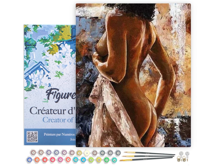 Peinture par Numéro Figured'Art avec Cadre - Courbes Estompées - Kit de Loisir Créatif DIY Numéro d'Art Complet - 40x50cm toile tendue sur châssis
